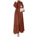 Cross-border Solid Color New Muslim Dress, Satin Loose Abaya Long Gown, Elegant And Stylish_ecoleips.com