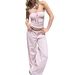 Women's Clothing Printed Casual Striped Knitted Top Lace Up Trousers Set_ecoleips.com