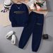 Women's Plus Velvet Sweatshirt Set, Long Sleeve Round Neck Pullover Top And Pants, Loose Fit Warm Sports Tracksuit For Fall And Winter_ecoleips.com