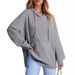 Women's Autumn Winter Hoodie Waffle Knit Side Slit Pullover Sweatshirt Long Sleeve with Pockets Fashionable Casual Top for Women_ecoleips.com
