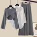Women’s Clothing Fashion autumn suit women sweater women new large size women's shirt wide leg pants three piece knitted slim_ecoleips.com