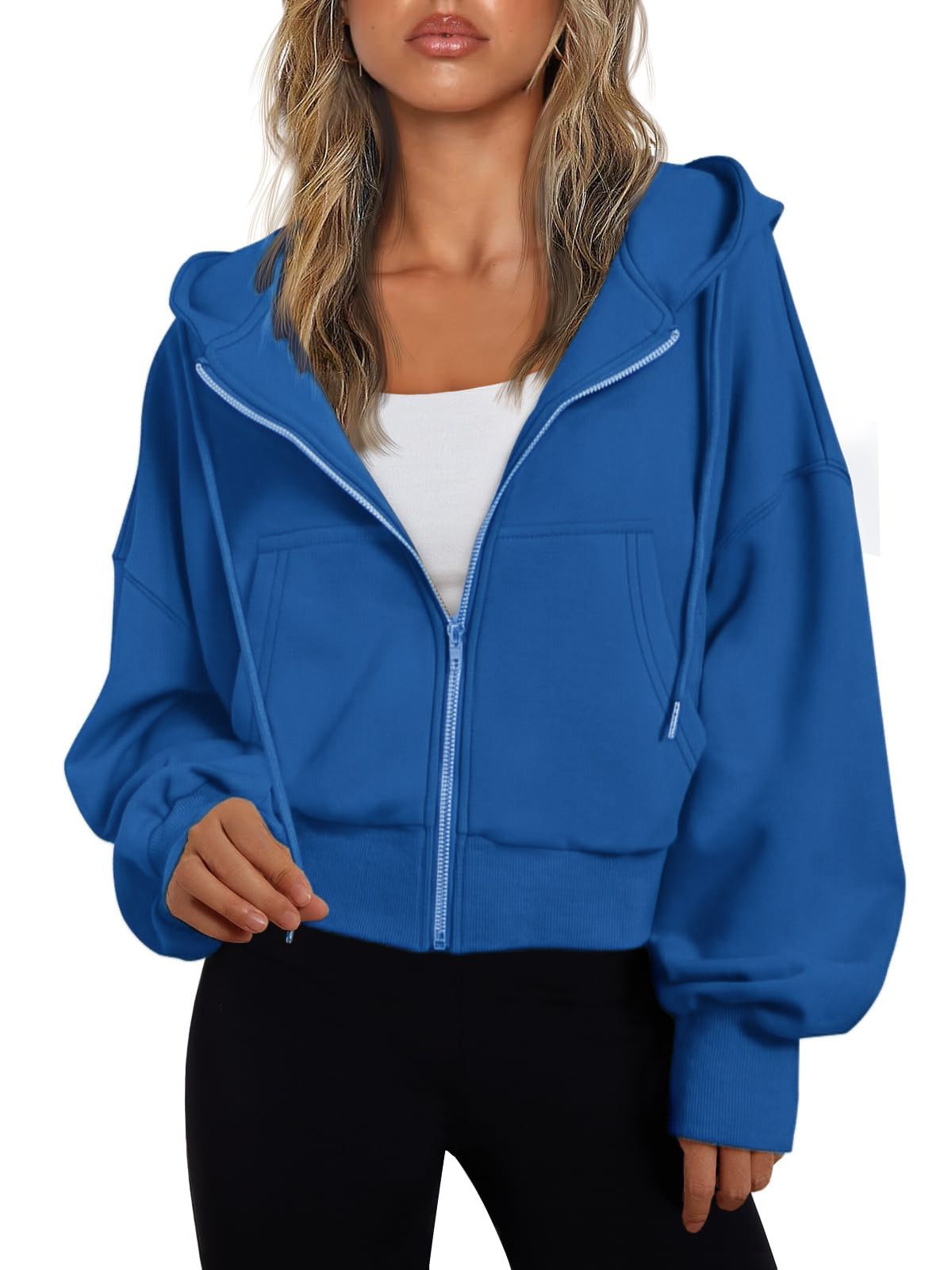 Women's Clothing Fashion Queen Hoodie Women Full Zip Cropped Sweatshirt Jacket Casual Comfort Gym Tops_ecoleips.com
