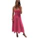 Summer Women's Clothing Tube Top Slim High Waist Suspender Knitted Dress Seaside Holiday Pleated Long Skirt_ecoleips.com
