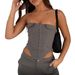 Aria Basics Aria Basics European And American Women's Fashion Are Hot Sellers. Irregular Single-breasted Tank Tops, Slim-fit, Sexy, Short_ecoleips.com
