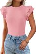 Women's Clothing Round Neck Short Sleeve Top Ruffled Casual Solid Color American Style New 2026 Fashion For Ladies_ecoleips.com