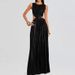 Sexy Hollow Out Backless Swing Beach Dress Spring Summer Sleeveless Solid Party Dress Women O-neck High Waist Pleated Long Dress_ecoleips.com