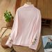 Autumn And Winter Retro German Velvet Artistic Embroidery Base, High Collar, Warm Ethnic Long-Sleeved T-Shirt Top For Wo_ecoleips.com