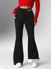 Women's Clothing Leather Label Fleece High Waist Flared Leg Pants With Shearling Fleece Lining - Stretchy, Warm & Slim Fit Winter Trousers_ecoleips.com