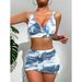 Tie-Dye Bikini Set For Women – Deep V Swimwear With Skirt Cover-Up, Sexy Two-Piece Swimsuit (Nylon-Spandex Blend)_ecoleips.com