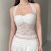 European And American Style Summer Ruched Chest Halter Lace Vest Sexy Backless Slim Fit Versatile Slimming Camisole For_ecoleips.com