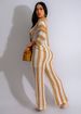 Women's Clothing sexy ladies V-neck hollow striped lapel knitted wide pants suit_ecoleips.com