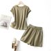 Women's Clothing Simple Cotton T Shirt Shorts Suit Women Summer New Tops And Pants Casual Sports Two Piece Suit_ecoleips.com