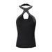 Women's Clothing Fashion Solid Color Halter Neck Hot Diamond Hollow Sexy Slim Women's Top_ecoleips.com