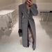 Elegant Single-Breasted Long Coat For Women – Gray Trench Coat With Notched Lapel, Polyester Blend, Slim Fit, Versatile For Work & Evening_ecoleips.com