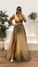 Women's Clothing Casual Style Fashion Print Oblique Collar Long Sleeve Slit Long Skirt_ecoleips.com