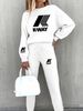 Women's Printed Two Piece Tracksuit, Long Sleeve Pullover Top And Drawstring Waist Pants, Casual Sportswear For Spring And Fall_ecoleips.com