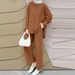 Muslim Clothing 2025 Arabic Style Two-Piece Spring Autumn New Women's Sleeve Shirt And Long Pants Set_ecoleips.com