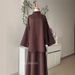 Verve 2025 Autumn Winter Muslim New Lazy Loose Slimming Versatile Fashion Solid Color Top And Skirt Set_ecoleips.com