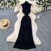 Women's Minimalist High-Waisted Single-Breasted Long Dress Sleeveless Knitted Slim-Fitting Elegant Sophisticated for Commuting_ecoleips.com