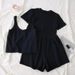 Women's Clothing Short Sleeved T Shirt Student Three Piece Suit Wide Leg Shorts Casual Sports Style Suit_ecoleips.com