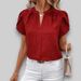 Fashionable Summer V-Neck Short-Sleeve Top, Women's Shirt_ecoleips.com