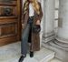 Women's Classic Double-Breasted Trench Coat – Retro Lapel Long Jacket, Water-Resistant Polyester Outerwear (Dark Brown)_ecoleips.com
