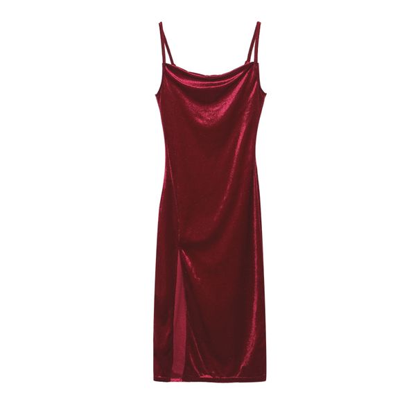Europe And The United States Women's Fashion 2024 New Spring And Summer Fashion Sexy Slim Slit Halter Dress Woman_ecoleips.com