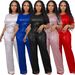 Women's Sequined Solid Color Two Piece Set Short Sleeved Trousers International Station Spring Summer New_ecoleips.com