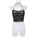 Sexy Lace Bralette Top - Sheer Mesh Backless Camisole With Tie Detail | Floral Pattern, Stretchy & Breathable | Clubwear (Black, S/M/L)_ecoleips.com