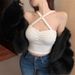 Tmall Douyin High-Quality Halter Neck Padded Camisole For Women, Unique Diamond-Embellished Sleeveless Design, Sexy_ecoleips.com