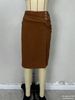 Women's Clothing Fashion Summer Midi Skirt For Women Versatile With Slit And Buttons_ecoleips.com