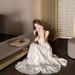 French Style Neck Hanging Dress For Women, Summer Seaside Vacation Style, Big Backless Long Skirt, Super Fairy_ecoleips.com