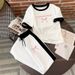 Women's Summer Casual Bow Print T-Shirt And Pants Set Comfort Fit Soft Cotton Two-Piece Outfit for Ladies Pink_ecoleips.com