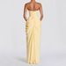 European And American Style Asymmetrical Pleated Strapless Dress Sexy High Slit French Romantic Women's Clothing/Dress_ecoleips.com