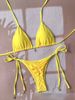 Women's Clothing Solid Color Tie Waist Halter Neck Two Piece Bikini Resort Style Sexy Vacation Swimsuit_ecoleips.com
