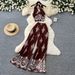 Women's Clothing Women's Resort Style Printed Halter Neck Dress Casual High Waisted Wide Leg Pants Two Piece Set Summer Sophisticated Look Sleeveless_ecoleips.com