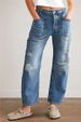 Spot 2025 new European and American cross border retro ripped straight pants casual stitching trousers loose jeans women_ecoleips.com
