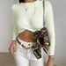 AC375 Cross-Collar T-Shirt For Women, New Autumn Design, Slim-Fit, Short Style, Student Slim-Fit Top_ecoleips.com