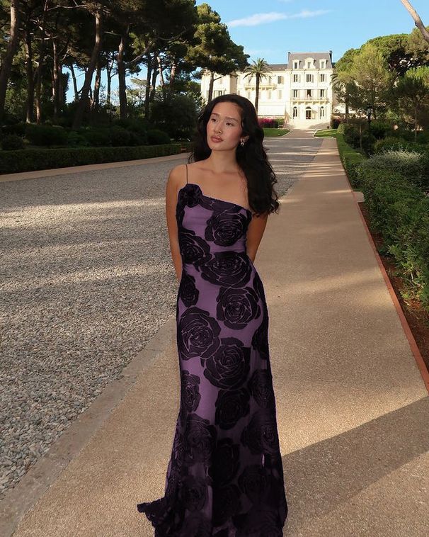 Women’s Clothing Sexy Burning Flower Sling Oblique Shoulder Flower Long Dress Dress_ecoleips.com