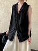 K A Niche Design Of Ear Fungus Edge Sleeveless Shirt For Women, New Petal Collar Sleeveless Two-piece Shirt_ecoleips.com