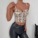 Women's Clothing Patchwork Mesh Fishbone Waist Corset Short Top Sexy Low Cut See Through Camisole_ecoleips.com