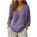Women's Casual Loose Long Sleeve V Neck Top Spring Summer New Fashion Cotton Linen Blend Clothing for Europe And America_ecoleips.com