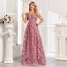 Women's Clothing High Quality New Sleeveless Double V Neck Mesh Printed Full Back Zipper Large A Line Evening Dress Party Long Dress_ecoleips.com
