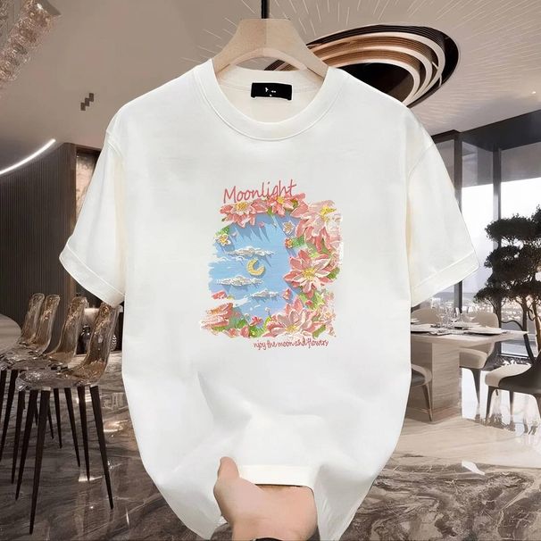 New Cotton Fashion Sense Printing Short-sleeved T-shirt Unisex Men Summer Tide Loose Hundred Tops_ecoleips.com