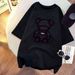 Women's Padded Long Round Neck Short Sleeve Loose Printing Bottoming Shirt Top Round Neck Trendy_ecoleips.com