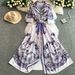 Women's Clothing Palace Style Holiday Suit Collar Long Retro Printed Waist Slimming Dress Women_ecoleips.com