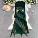 Women's Clothing Retro Long Sleeved Dress Dress Female Summer High End Light Pleated Waist Earrings Long Skirt_ecoleips.com