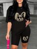 Summer Women's Casual And Fashionable Cartoon Rabbit Print Loose T-shirt+shorts Two-piece Sportswear Suitable For Daily Wear-106_ecoleips.com