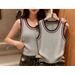 Women's Sleeveless Layering Tank Top - Breathable Knit Polyester, Seamless Design, Versatile Grey Basic For Casual & Streetwear Outfits_ecoleips.com