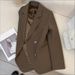 Women's Clothing Beige Blazer Style Metal Buckle Women's Outerwear Spring Autumn For Formal & Casual For Women_ecoleips.com